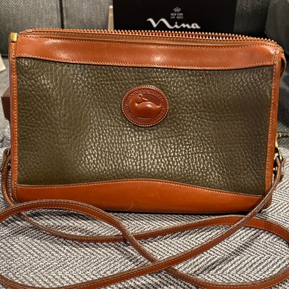Dooney & Bourke Brown and Green Leather Crossbody Bag - Picture 1 of 1